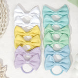 12Pcs Hair Bow Bobbles for Girls Hair Ties Pontial Bows Hair Bands with Cotton Blend Bows 3.5Inches, Hair Elastics for Girls