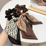 Women's Elastic Hair Bands French Style Hair Rope Creative Letter D Classic Retro Bow Ribbon Headdress Delicate All-matching