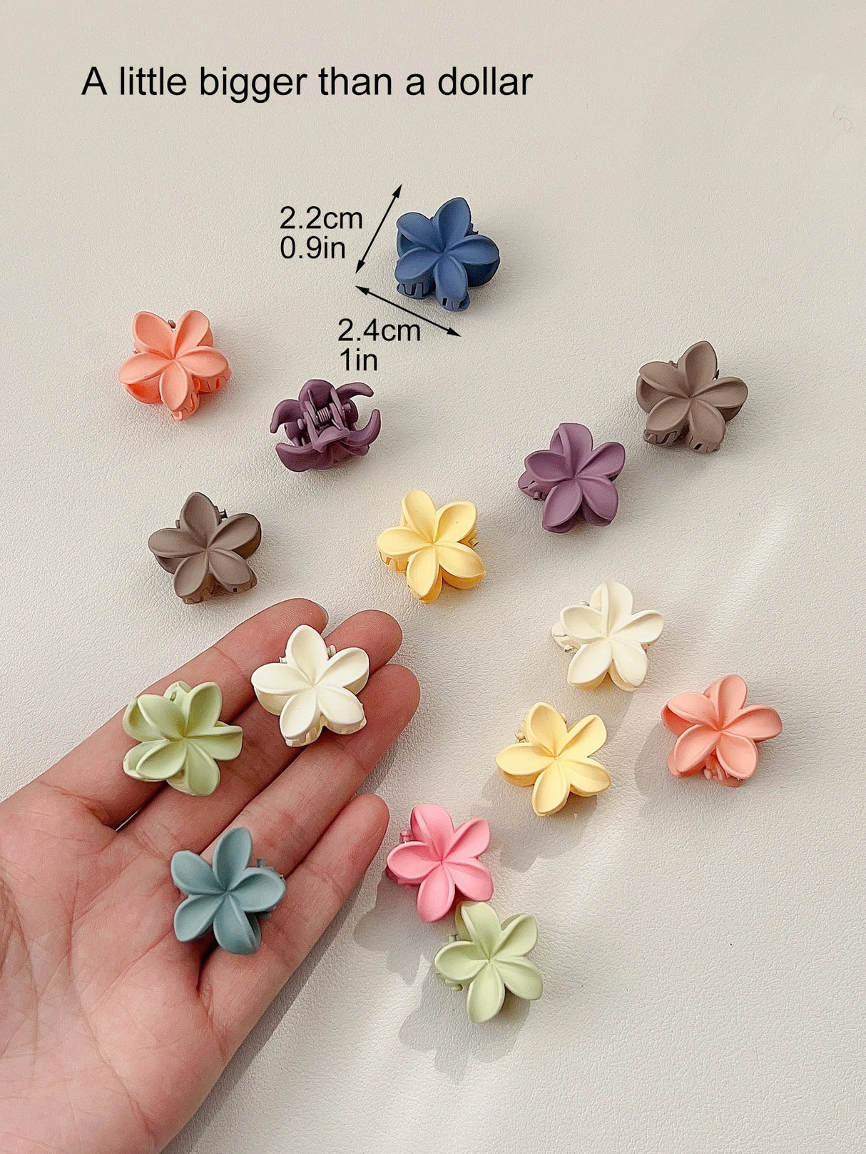 Mini Flower Hair Clips Pack for Women - Creaseless Styling Claw Clips for Bangs and Tiny Hair Styling