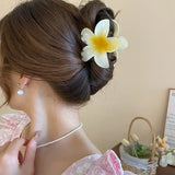 Hot Bohemia Gradient Colorful Acrylic Egg Flowers Hair Claw Clips For Women Beach Forest Style Sweet Headwear New Accessories