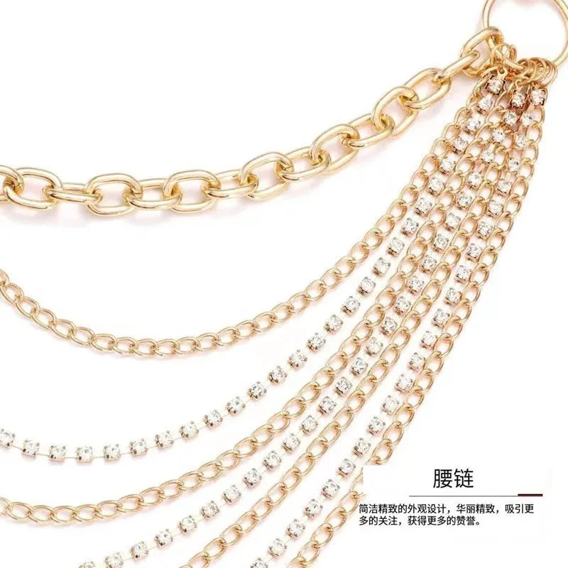 Waist Chain Jewelry Adjustable Harness Belly Chain Multi Layer Tassel Belly Chain Sexy Waist Corset Belt Clothing for Women