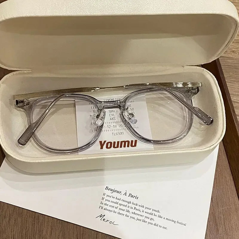 0 ~ -6.0 Myopia Glasses  Blue Light Resistant Flat Glasses Oval Resin Lenses Men Computer Optical Eyeglasses Unisex
