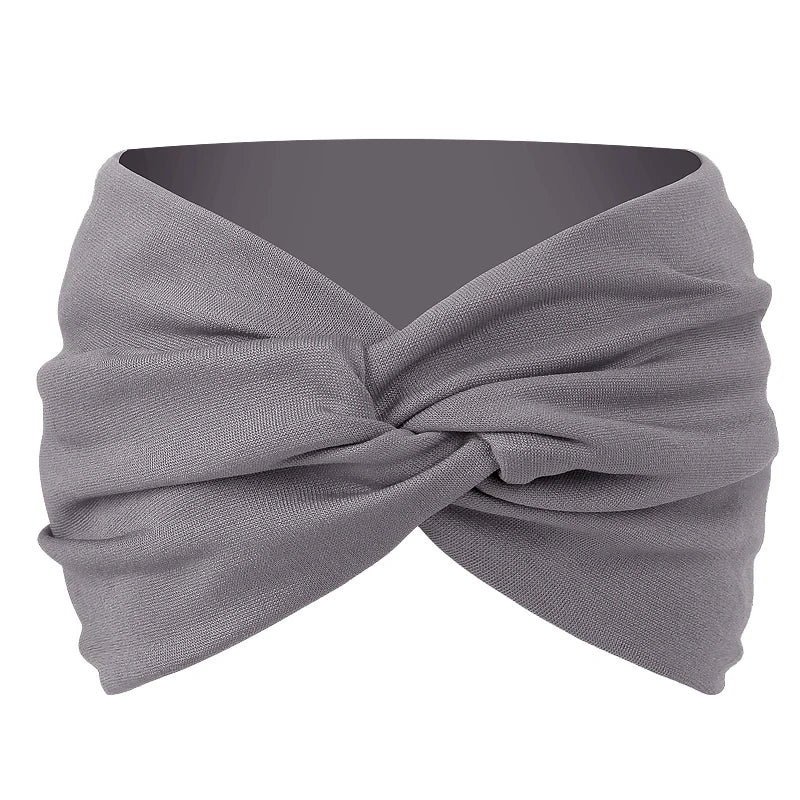 Women Solid Color Super Wide Headband Twisted Criss Cross Elastic Hairband Yoga Running Sports Non Slip Sweat Hair Accessories