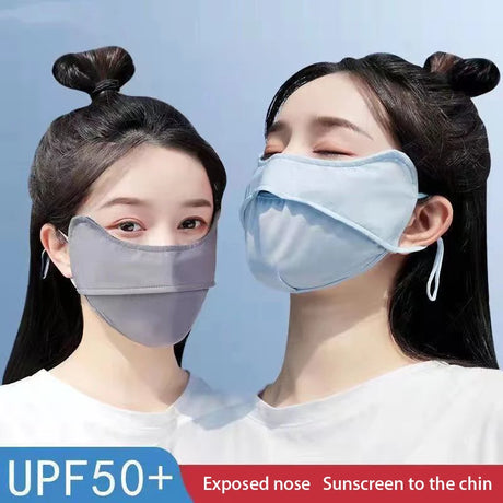 Women Men Ice Silk Sunscreen Mask Summer UV Protection Cycling Face Cover Breathable Washable Outdoor Sport Scarf Bandana