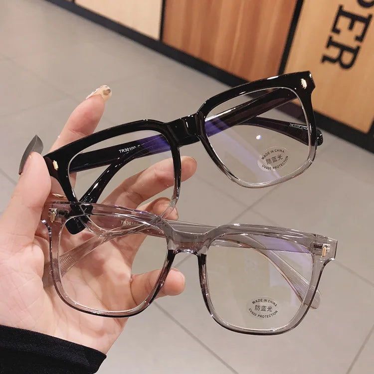 New Clear Lens Near Sight Myopia Glasses Large Sqaure Minus Diopter Eyewear Fashion Ultralight Trendy Eyeglasses for Men Women