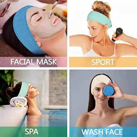 3pcs Women Soft Toweling Headbands Adjustable Sports Hairband Yoga Spa Bath Shower Wash Face Make Up Skincare Wide Head Band
