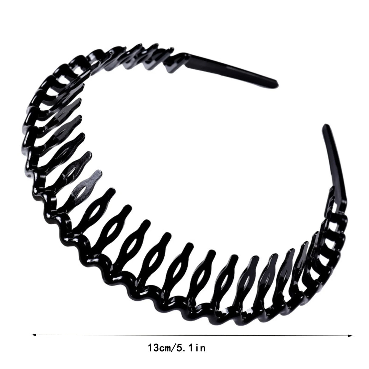 Non-slip toothed headband for pressing bangs and broken hair, pure black and versatile plastic concealed headband