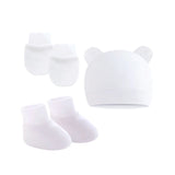 Newborn Hat+Gloves+Socks Set for Baby Boy Girl Cotton Baby Beanie Fall Casual Photography Props Soft Headwear Infant Nightcap