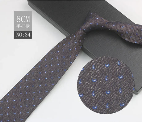 Grid Flower Tie Gravatas Fashion Wholesale Woven 8 Cm Necktie Wedding Accessories Blue Man Dot Paisley Fit Group Party Office