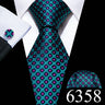 Novelty Teal Dots Tie For Men Fashion Trend Neck-Tie Woven Pocket Square Cufflinks Set Party Business Designer Barry.Wang FA-635