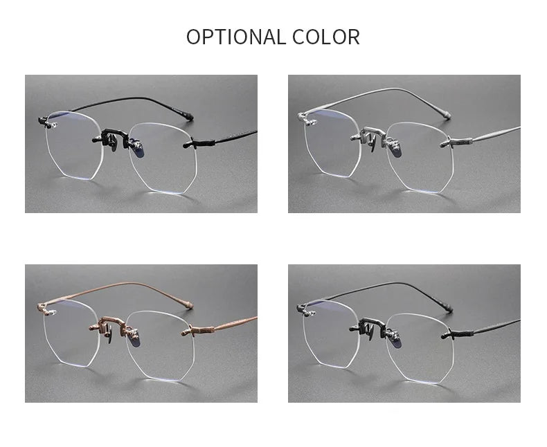 EYELUYAN Prescription Glasses 1.61 MR-8 Anti Radiation Aspheric Lens Myopia Optical Rimless Eyeglasses Pure Titanium Frame