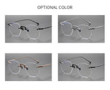 EYELUYAN Prescription Glasses 1.61 MR-8 Anti Radiation Aspheric Lens Myopia Optical Rimless Eyeglasses Pure Titanium Frame