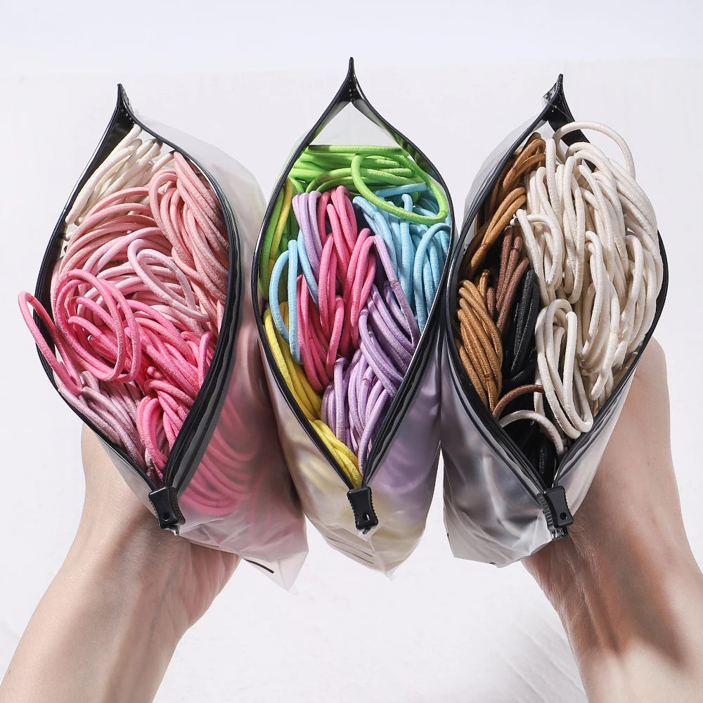 50PCS Macaron Rubber Band Hairband Headband High Elastic Durable Hair Ring Tied High Ponytail Women's Kids Hair Headwear