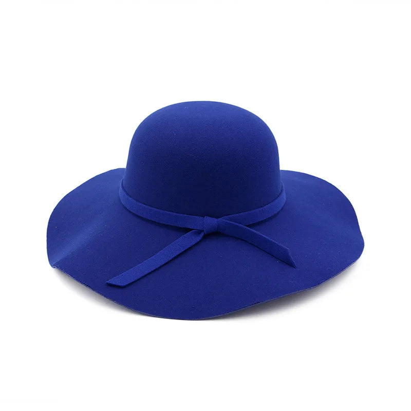 New Hat Fedora Hat Ladies Top Hat Ladies Classic Fluffy Wide-brim Wool Felt Bowler Hat Beach Warm Ladies Fedora Hat Bucket cap