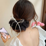 Lace Scrunchies Bowknot Ribbon Elastic Hair Bands Hair Rope Ties Hair Accessories Ponytail Holder Hair Ring INS Hair Accessories