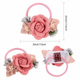 Handmade Flower Elastics Hair Ties For Kids Girls Stretchy Rubber Hairband Slim Headband Scrunchies Ponytail Holder Ring Loop