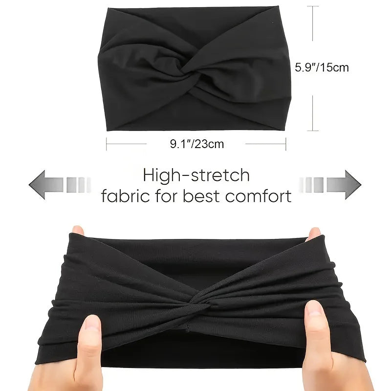 Women Sport Headbands African Wide Hair Wrap Turban Twist Headband for Women Workout Stretch Non-slip Sweatband Hairbands