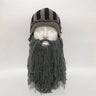 Red Tassel Cosplay Roman Knight Knit Helmet Men Cap Original Barbarian Handmade Winter Warm Beard Hats Funny Beanies Party Gifts