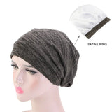 Women Men Sleeping Hat Baggy Beanie Satin Lined Night Unisex Sleep Cap Hair Care Bonnet Hair Loss Nightcap Pullover Hat Headwear