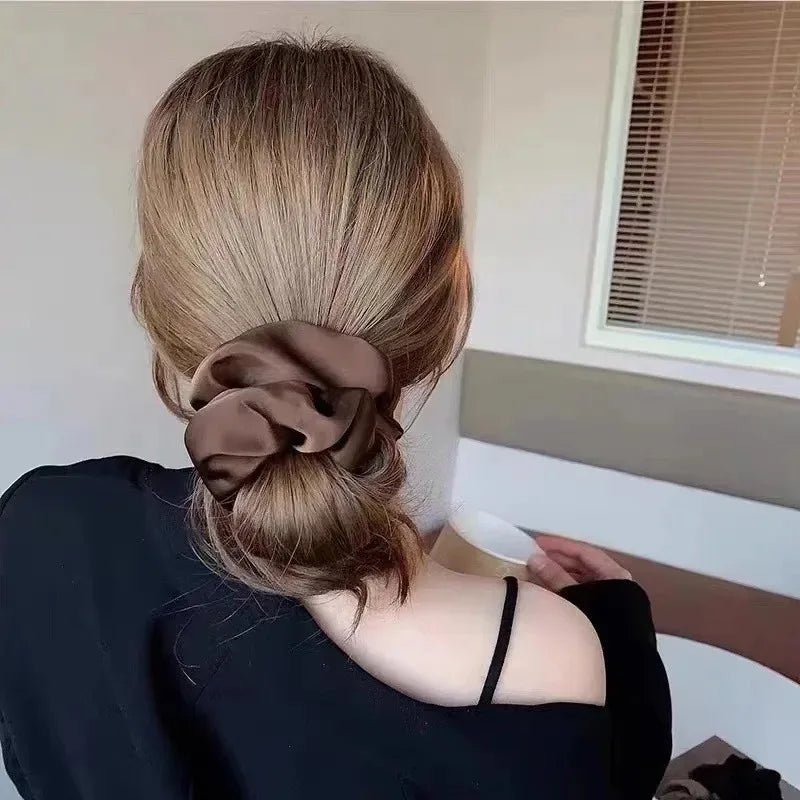 1pcs Women Silk Satin Scrunchies Korean Ladies Girls Korean Elastics Hair Band Ponytail Hold Hair Tie Satin Hair Accessories