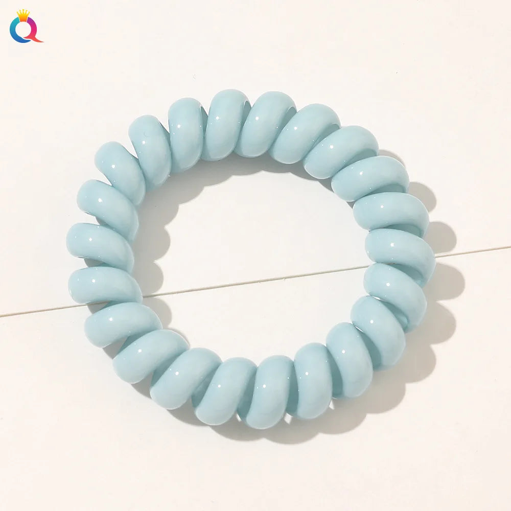 High Elasticity Telephone Coil Hairbands Women Spiral Hair Ties Girls Hair Rings Rope Solid Color Hair Accessories Gum Scrunchy