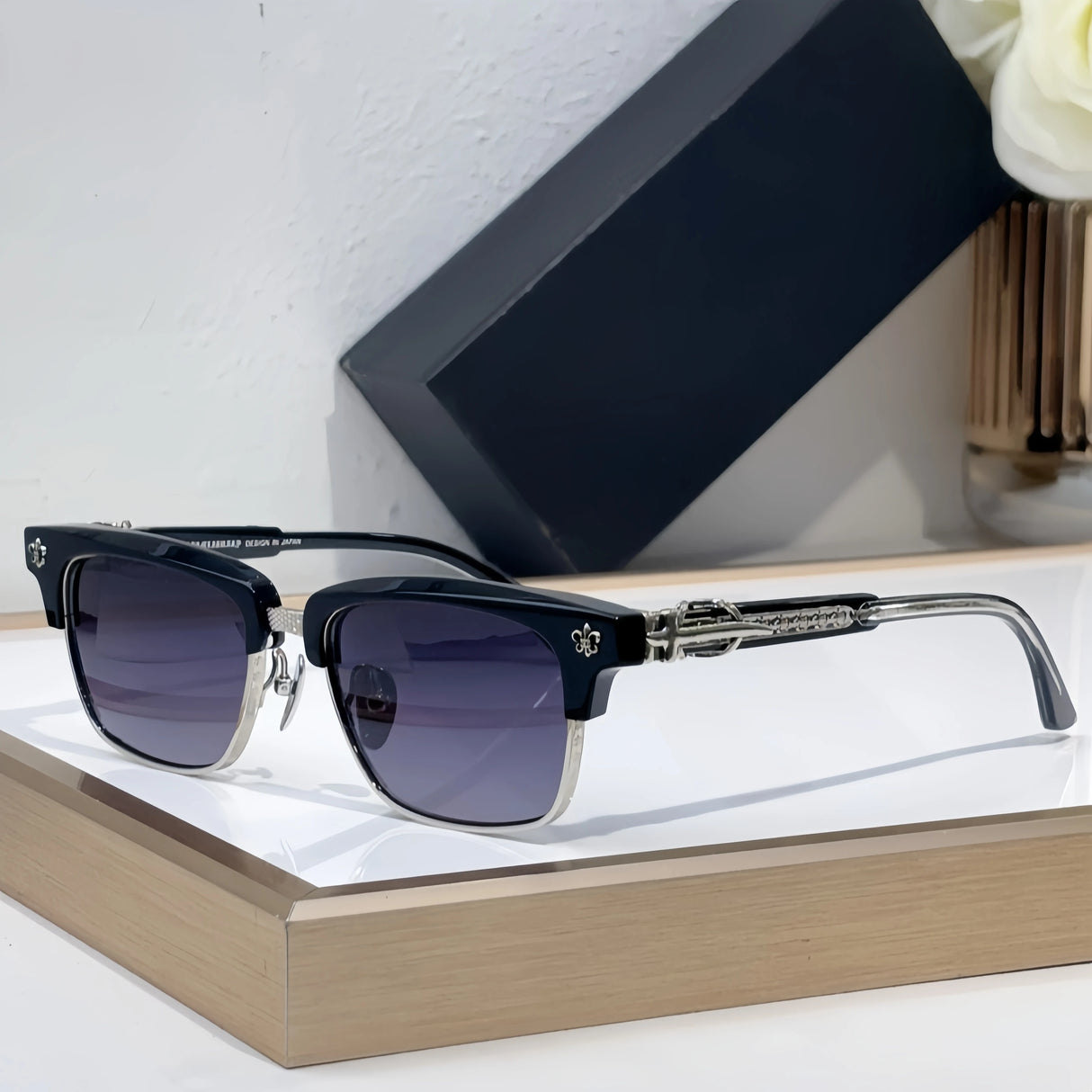 Popular Sunglasses Titanium Acetate Fashion Eyeglasse Frame Men Square Retro High Quality Women Luxury Brand Designer Glasses