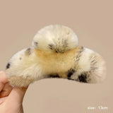 Muweordy New Oversized Faux Fur Big Crab Hair Clip for Girls Rabbit Hair Claw Clips Cute Plush Ponytail Women's Hair Barrettes