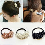Women Hair Accessories Pearls Beads Headbands Ponytail Holder Girls Vintage Elastic Hair Bands