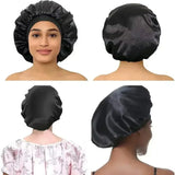 High Elastic Satin Solid Wide-brimmed Sleeping Hat Unisex Head Wrap Elastic Band Cap Hair Care Bonnet Night Sleeping Hat