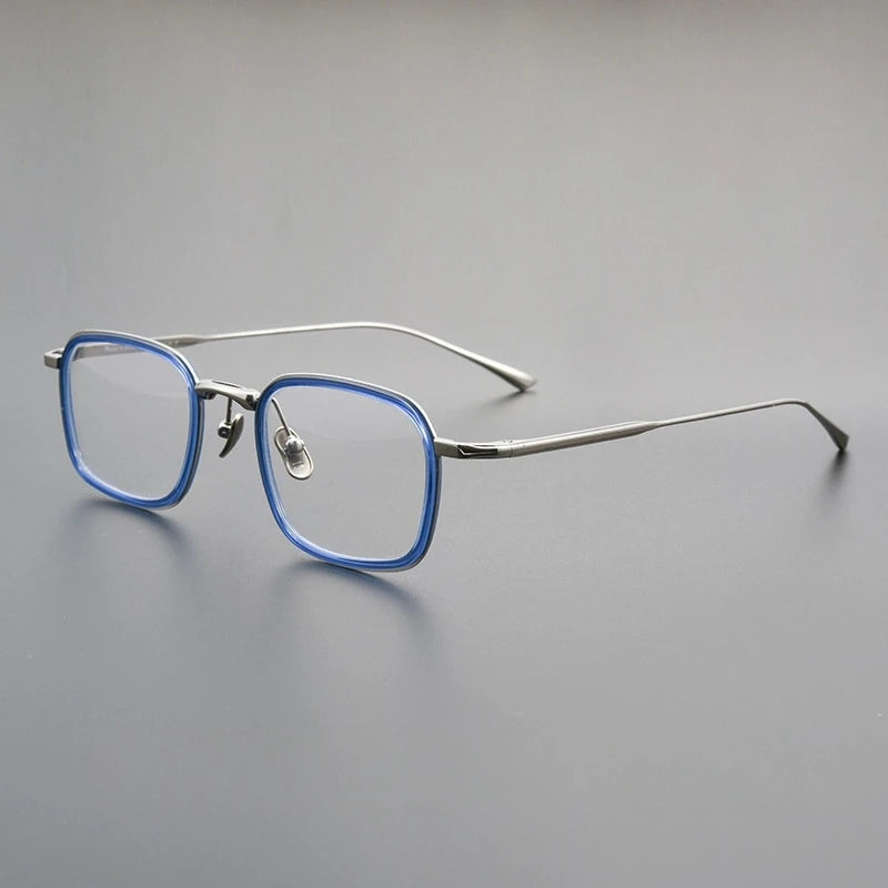 TFTB Retro All Pure Titanium Men's Glasses Luxury Square Small Framework Ultralight Optical Prescription Eyeglasses Frame 142mm
