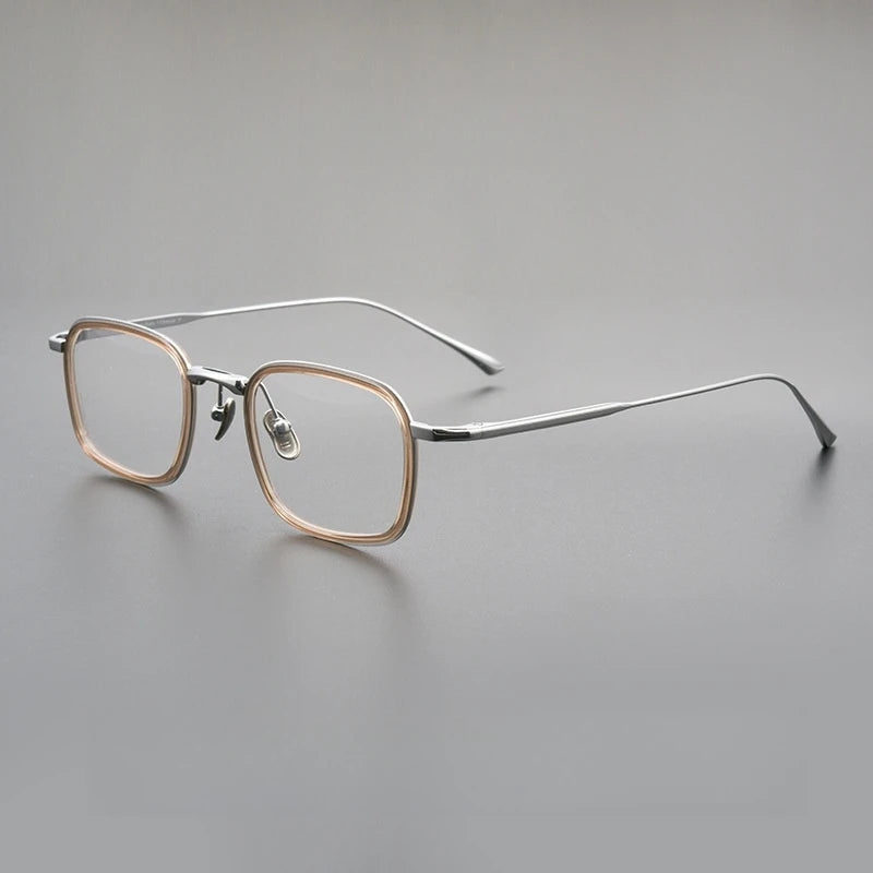 TFTB Retro All Pure Titanium Men's Glasses Luxury Square Small Framework Ultralight Optical Prescription Eyeglasses Frame 142mm