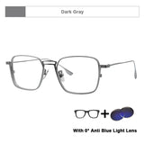 American Design Men Square Frames Handmade Retro Pure Titanium Glasses Thick Edges Business Eyeglasses Suitable for Large Faces