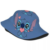 Unisex Kawaii Bucket Hats Funny Stitch Cartoon Accessories Bob Hat For Beach Headwear Lightweight