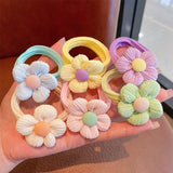 New 6Pcs/Set Children Headbands Flower Hair Ring Sweet Cute Ponytail Hair Band Little Girl Braided Towel Ring Hair Accessories