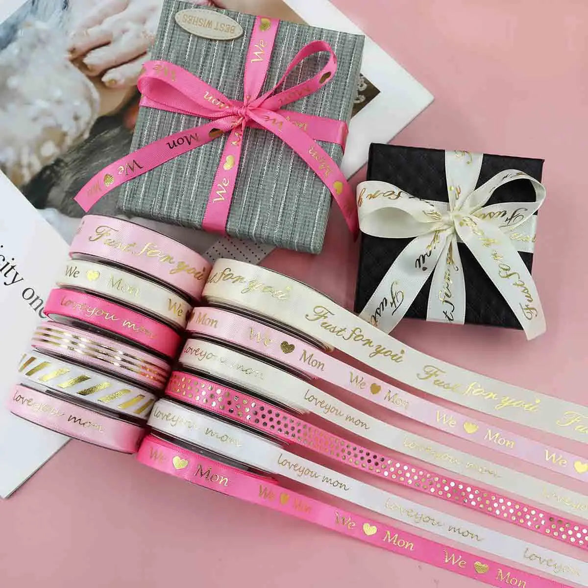 5Yards Mother's Day Thread Ribbons Cake Gifts Box Packaging Wedding Bouquet Birthday Christmas Bowknot Scene Party Decoration