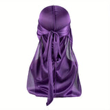 Men's Silk Durag Bonnet Bandana Silky Du Rag Doo Rag Long Tail Waves Cap