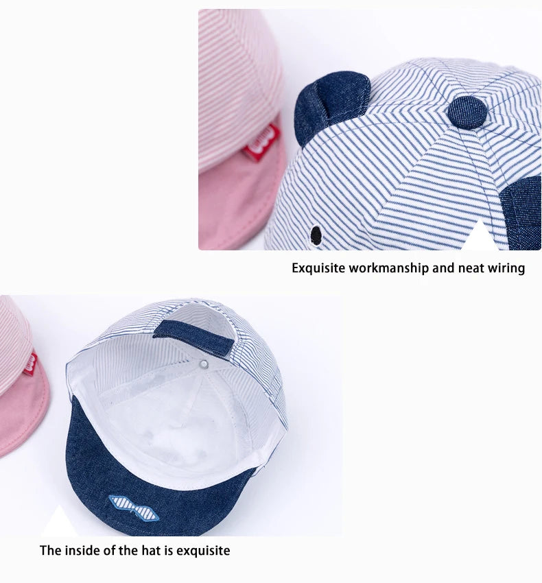 Baby Bear Baseball Cap New Spring Summer Cute Cartoon Solid Sunhat Boys Girls Cotton Snapback Caps Kid Hip Hop Fishing Hat 3-12M