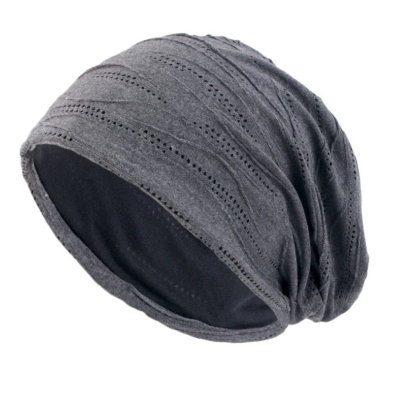 Unisex Men Women Beanie Cotton Night Sleep Cap Bonnet Chemo Hat Headwear Turban Baggy Hair Care Nightcap Pullover Hat Solid Colo