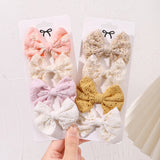 4Pcs/Set Sweet Hair Bows Hair Clip Children Lovely Bowknot Hair Pins for Baby Girls Hair Accessories Print Hollow Hairgripe Gift