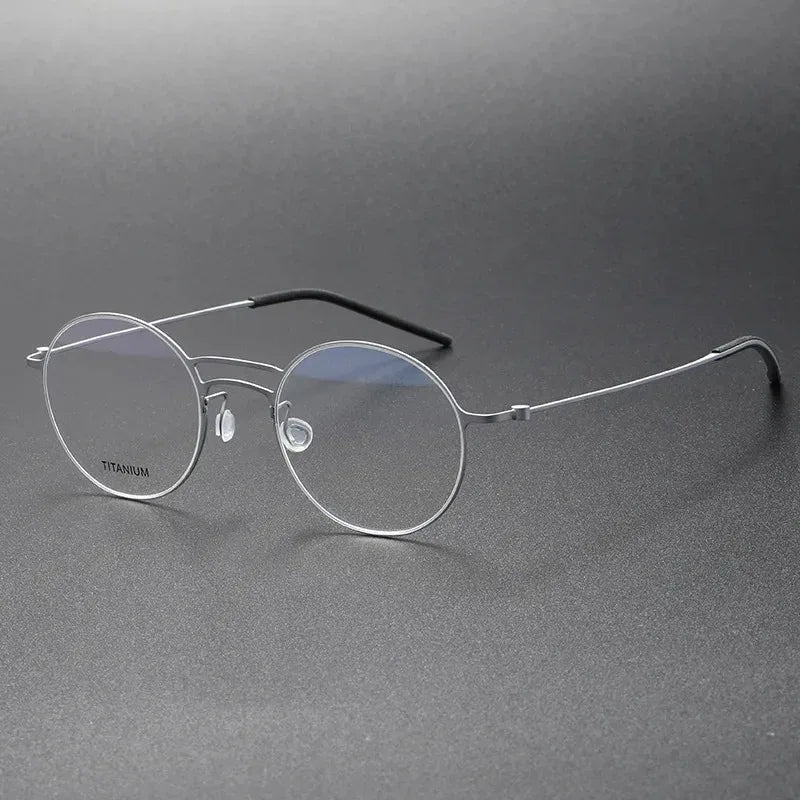Handmade Round Titanium Glasses Frames 5518 Retro Men Double Beam Round No Screw Eyeglasses Denmark Brand Lightweight Women