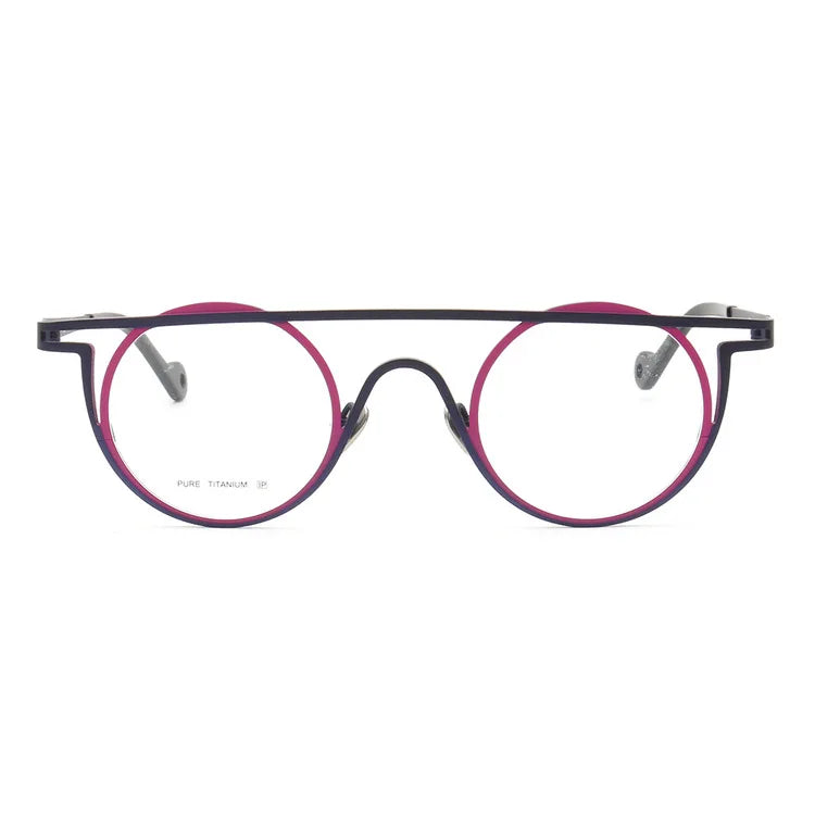 55266 Pure Titanium Glasses Frame Men Round Punk Eyewear 2022 New Male Classic Full Optical Prescription Eyeglasses Frames