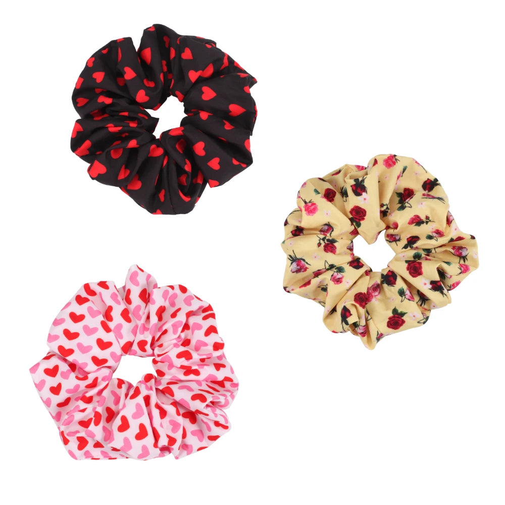 Valentines Hair Ties Heart Hair Scrunchies Elastics Hair Band Ponytail Hair Ropes for Women Girl Valentines Day Hair Accessories