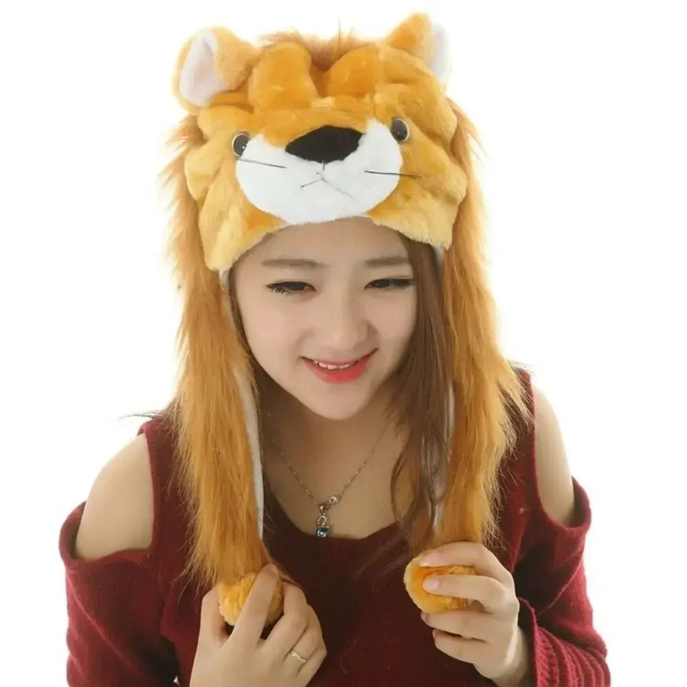 Winter Warmer Plush Soft Moving Ears Hat Animal Hat Headgear Ears Airbag Cap Ear Protection Earmuff Funny Toys Neck Warmer