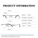 2023 New Titanium Half Frame Glasses Business Square Eyeglass Frames Myopia Hyperopia Prescription Eyeglasses Eyewear