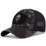 Fashion Unisex Skull Embroidered Top with Patch Breathable BaseballCap Military fans outdoor camouflage Adjustable Casual SunHat