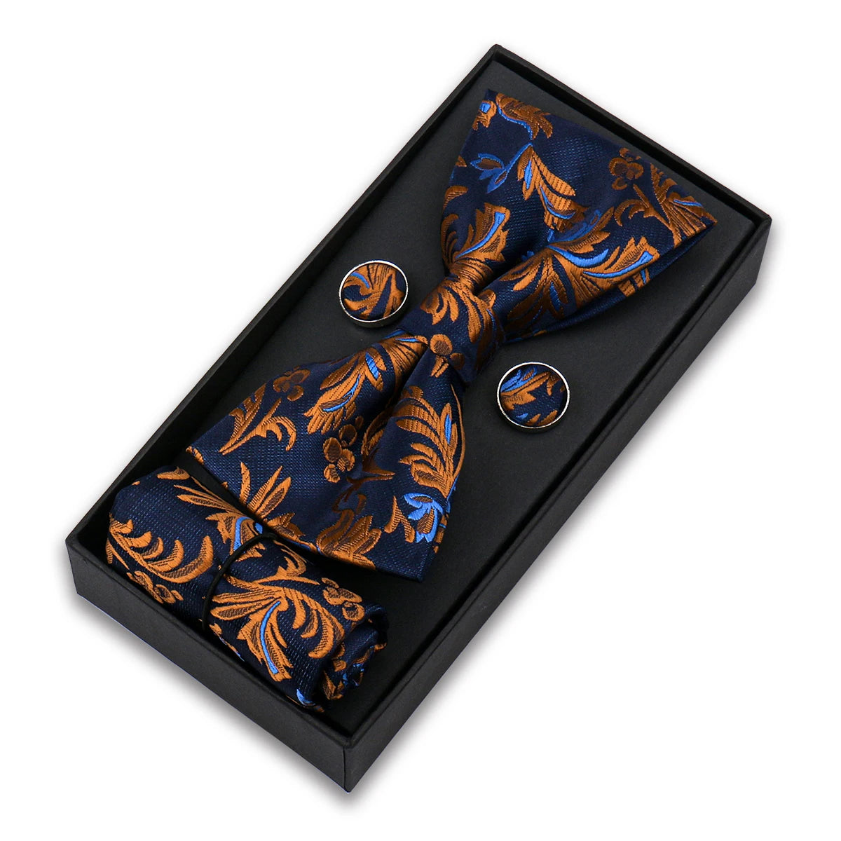 Bowtie Set For Men Gift Box Business Fashion Red Bow Tie Pocket Square Cufflinks Set Bowtie 3pcs For Wedding Hanky Cravatas Neck