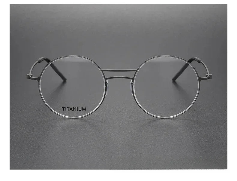 Handmade Round Titanium Glasses Frames 5518 Retro Men Double Beam Round No Screw Eyeglasses Denmark Brand Lightweight Women