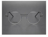 Handmade Round Titanium Glasses Frames 5518 Retro Men Double Beam Round No Screw Eyeglasses Denmark Brand Lightweight Women