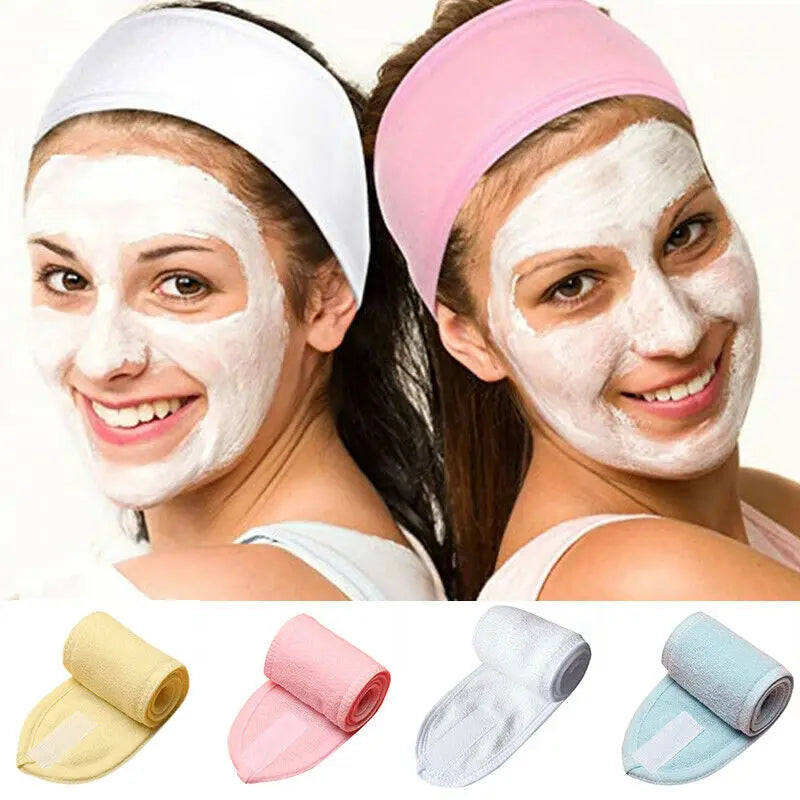 3pcs Women Soft Toweling Headbands Adjustable Sports Hairband Yoga Spa Bath Shower Wash Face Make Up Skincare Wide Head Band
