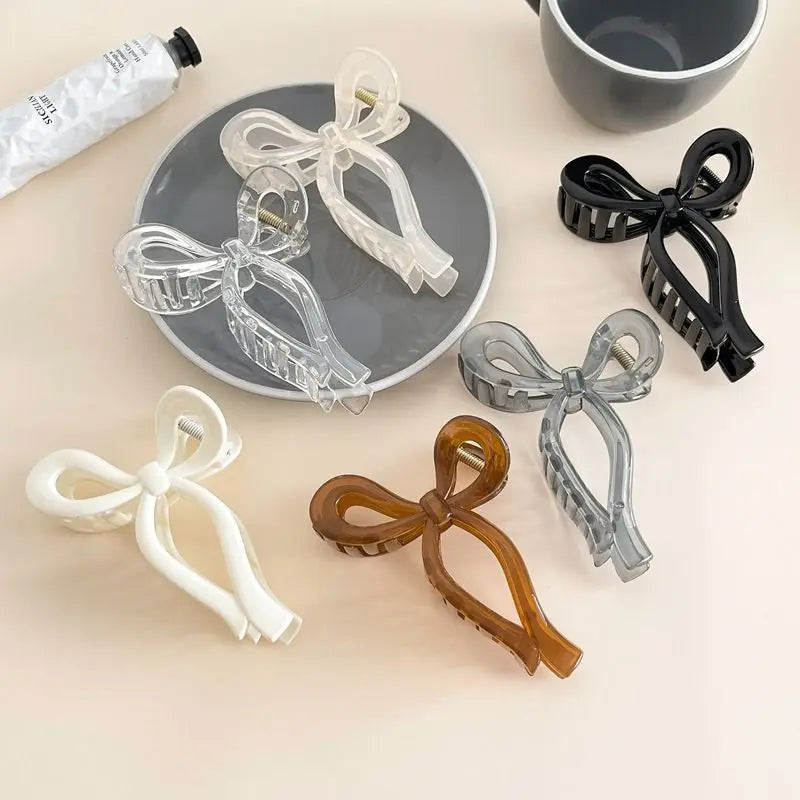 Ponytail Bow Large Hair Claw Crab Hair Accessories for Women Solid Acrylic Bowknot Hair Clips Hairpins Girls Barrettes Headbands